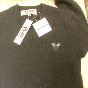 Comme Des Garcons PLAY Black V-neck Sweater Black
